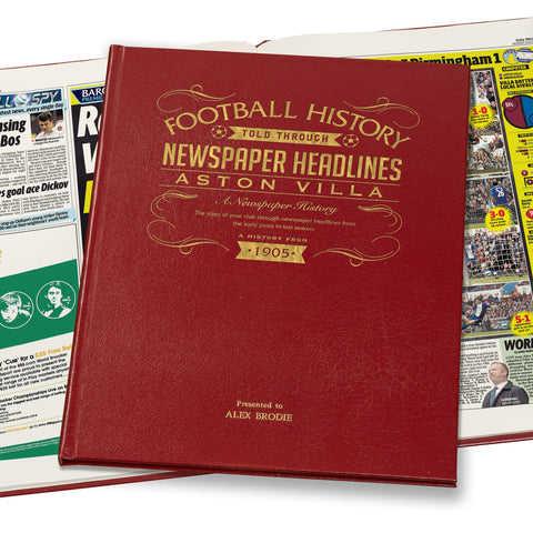 Aston Villa Football Newspaper Book Leather Red Cover