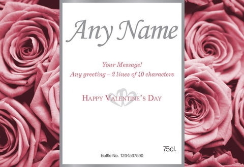 Valentine Pink Roses Labels for Rosé Wine