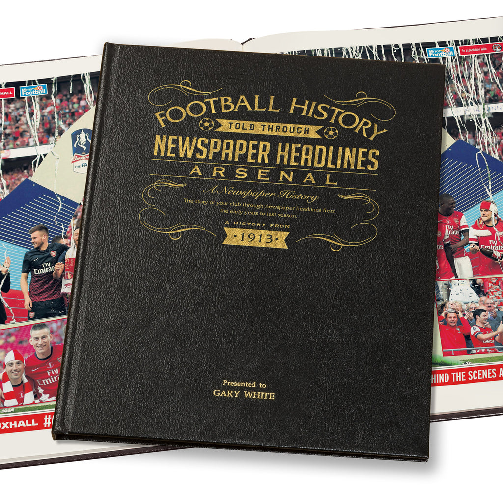 Arsenal Football Newspaper Book - Leather Black Cover