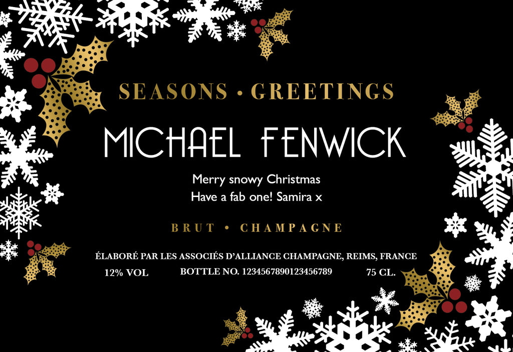 Christmas Snowflakes Labels for Champagne