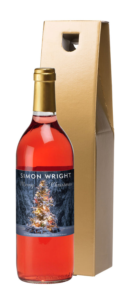 French VdP Tree Lights Christmas Rosé Wine in a Gold Box