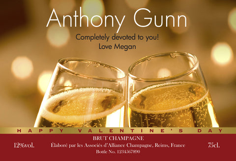 Valentine's Flutes Labels for Champagne