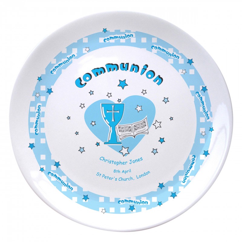 Blue Heart Holy Communion 8" Coupe Plate