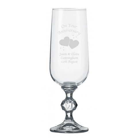 Anniversary Hearts/Doves Claudia Crystal Flute