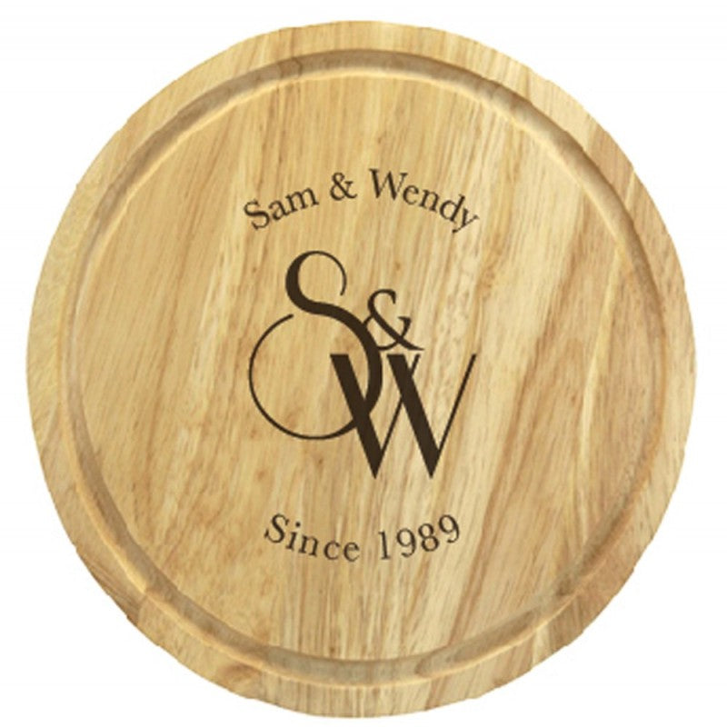 Monogram Wooden Round Cheese Board