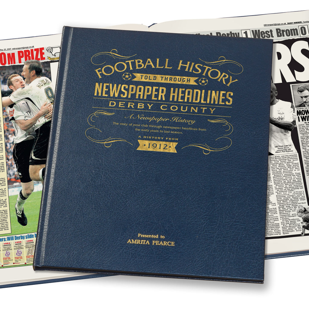 Derby County Football Newspaper Book Leather Blue Cover