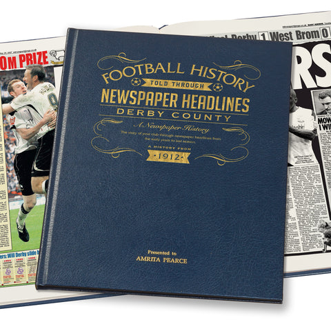Derby County Football Newspaper Book Leather Blue Cover
