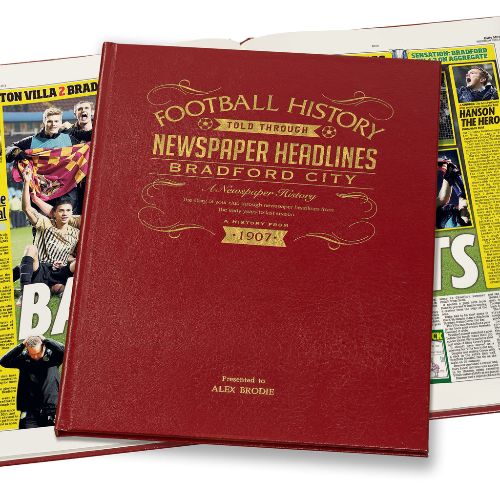Bradford Football Newspaper Book - Leather Red Cover