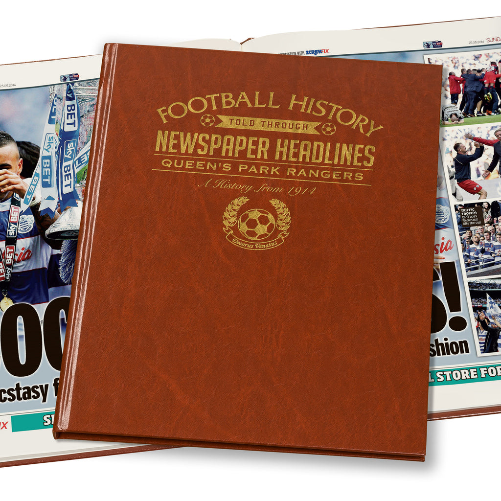 QPR Newspaper Book - Brown Leatherette (Colour Pages)