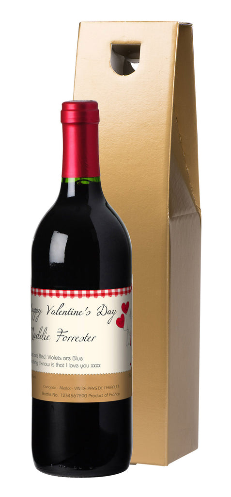 French AC Kiss Me Valentine Red Wine in a Gold Gift Box