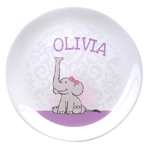 Baby Girl Elephant 8&quot; Bone China Coupe Plate