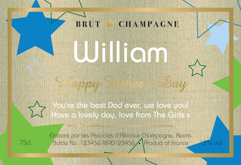 Father's Day Stars Labels for Champagne (Pack of 12)