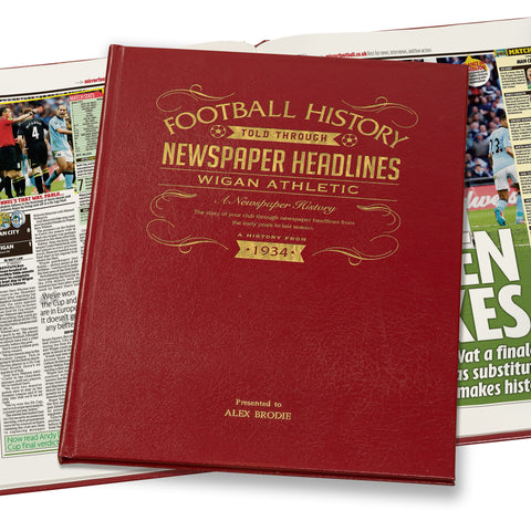 Wigan Athletic Newspaper Book - Leather Red Cover