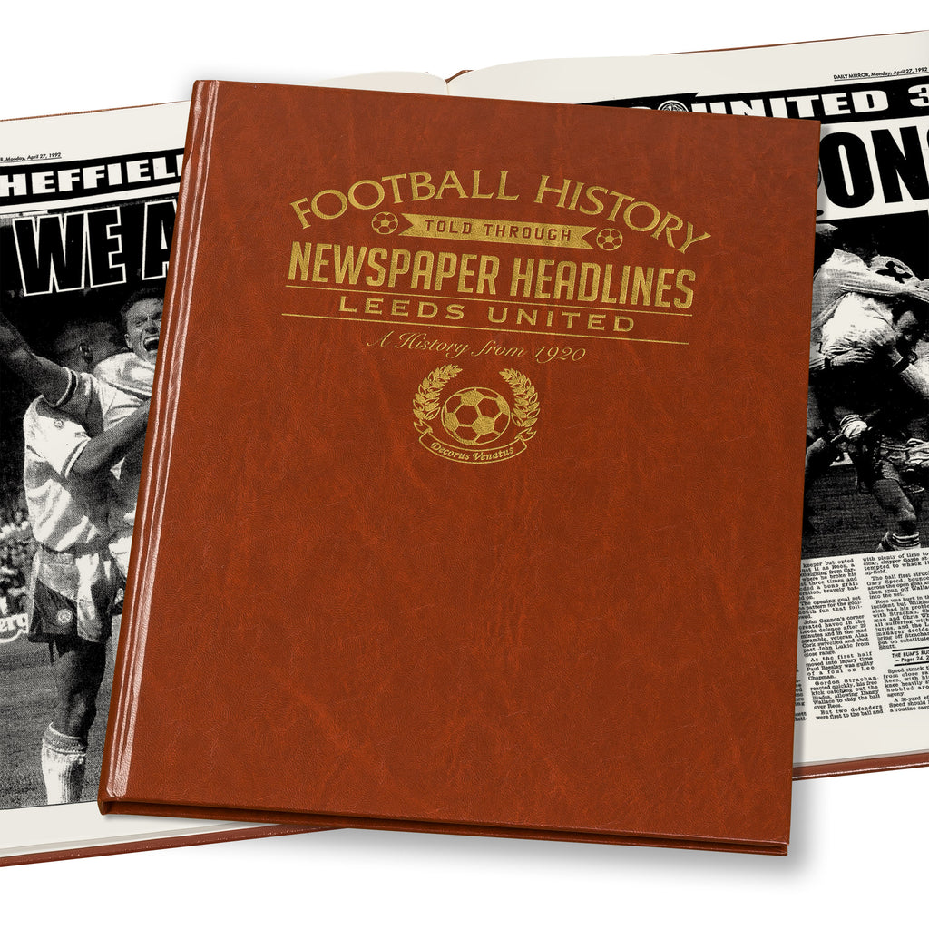 Leeds United Football Newspaper Book - Brown Leatherette