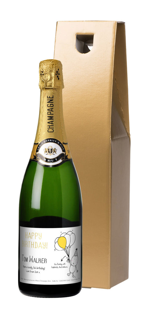Chilli & Bubble's Birthday Champagne in a Gold Gift box