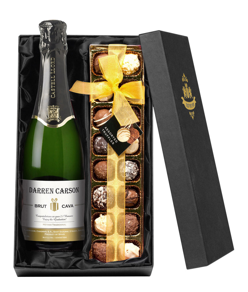 Contemporary Cava with Chocolates Giftpack