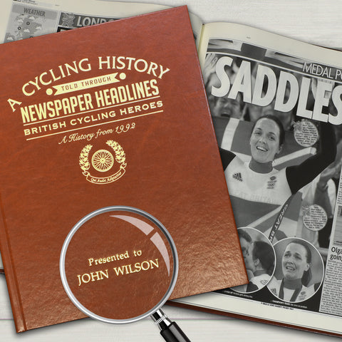 British Cycling Heroes Newspaper Book - Brown Leatherette