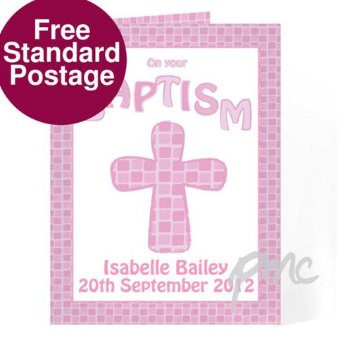 Personalised Baptism Card Pink