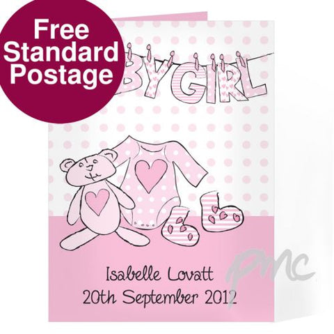 Personalised Baby Girl Letter Washing Line Card