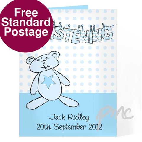 Personalised Boy Christening Wash Line Card