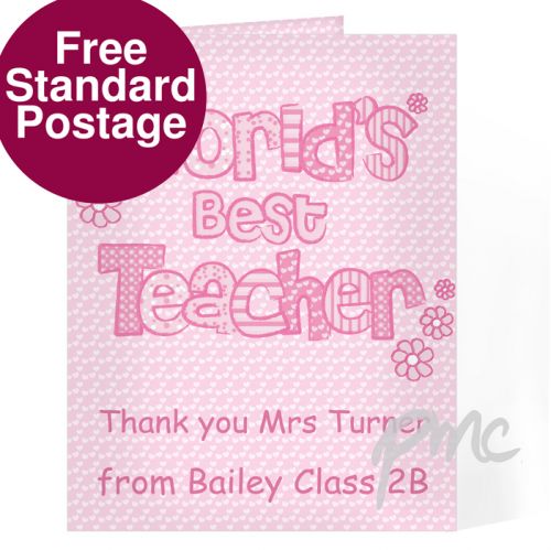 Personalised Pink World's Best Teacher Card