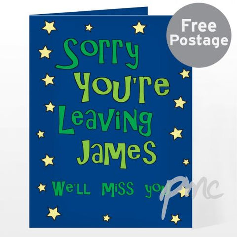 Personalised Sorry You're Leaving Card - Blue Stars