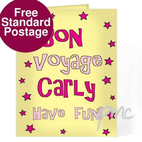 Personalised Bon Voyage Pink Star Card