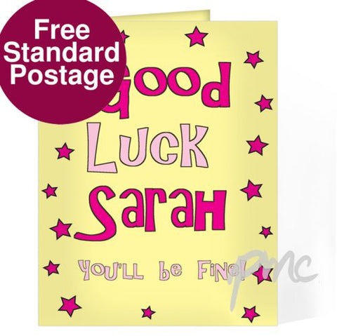 Personalised Good Luck Pink Stars Card