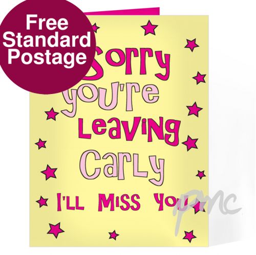 Personalised Sorry You're Leaving Card - Pink Stars