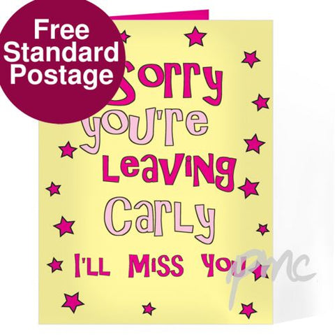 Personalised Sorry You're Leaving Card - Pink Stars