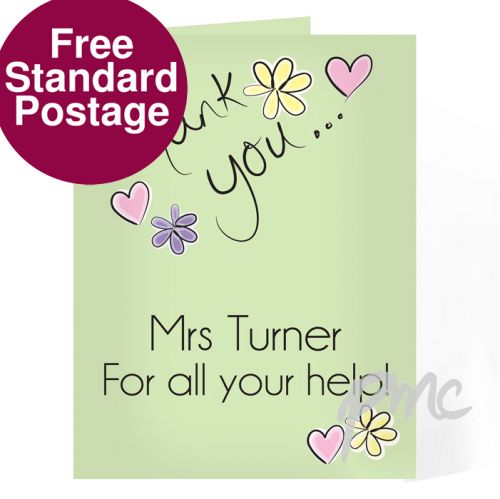 Personalised Thank You Flower Heart Card