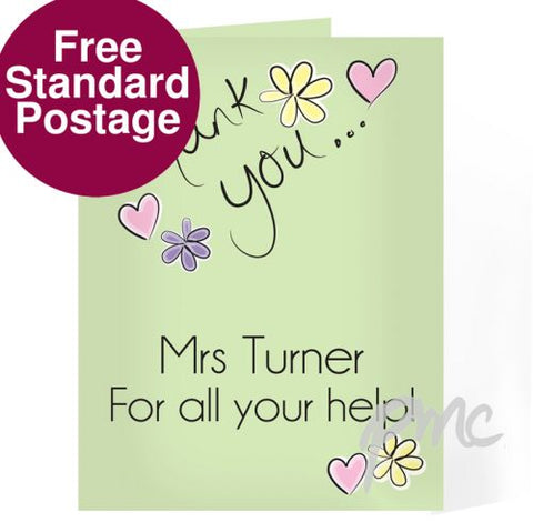 Personalised Thank You Flower Heart Card