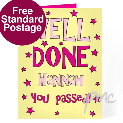 Personalised Well Done Yellow & Pink Card