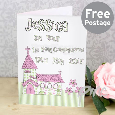 Personalised Pink Church Card