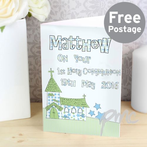 Personalised Blue Church Card