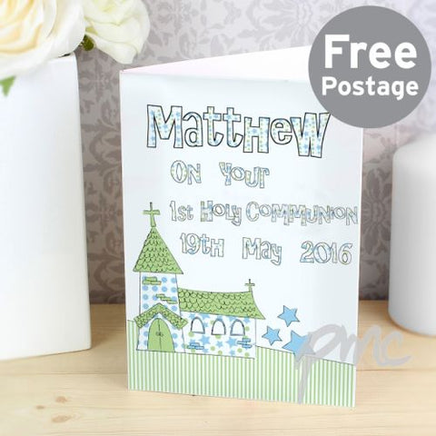 Personalised Blue Church Card