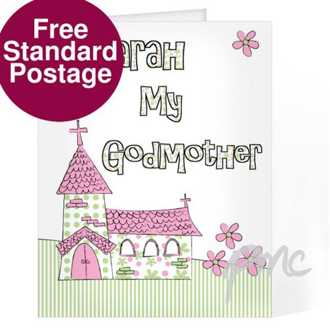 Personalised Pink Church Godmother Card