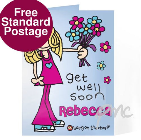Personalised Bang on the Door Get Well Soon Card