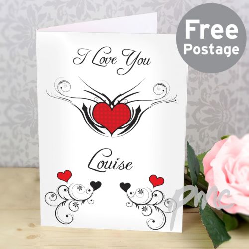 Personalised Tattoo Hearts Card