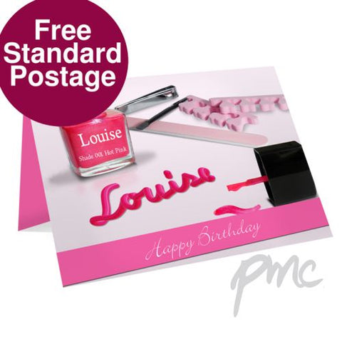Personalised Pink Nail Polish Card