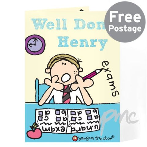 Personalised Bang on the Door Boys Exams Card