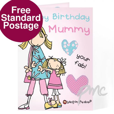 Personalised Bang On The Door Female relative card