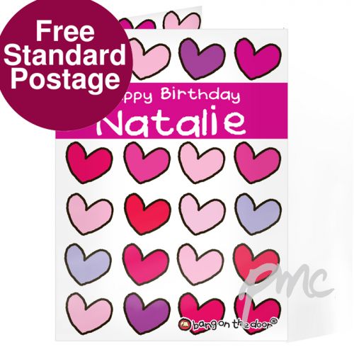 Personalised Bang On The Door Hearts Card