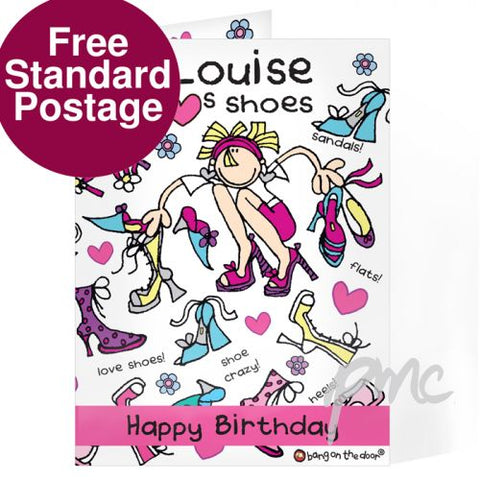 Personalised Bang On The Door Shoes Card