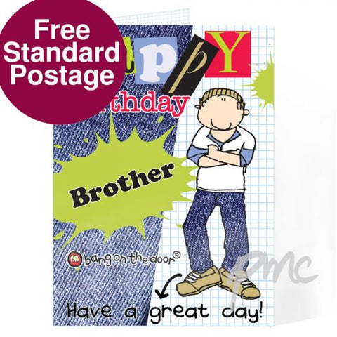 Personalised Bang On The Door Happy Birthday Male Card