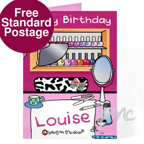 Personalised Bang On The Door Beauty Parlour Card