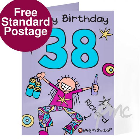 Personalised Bang On The Door Male Age Card