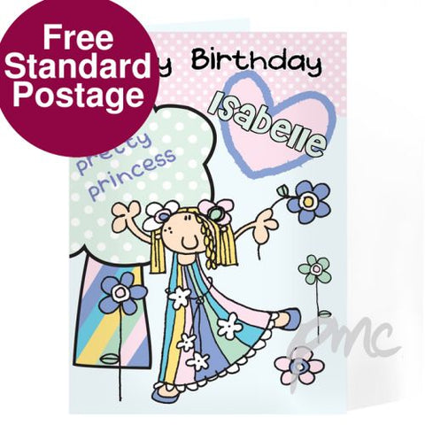 Personalised Bang On The Door Pretty Princess Card