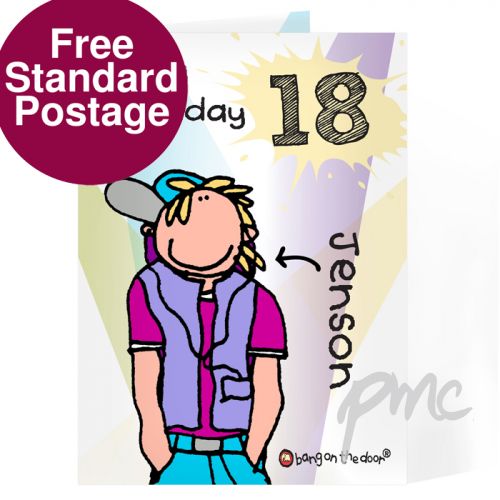 Personalised Bang On The Door Teenage Boy Card
