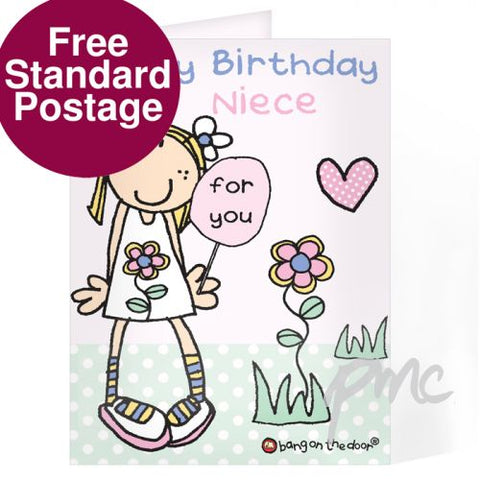 Personalised Bang On The Door Little Girl Card
